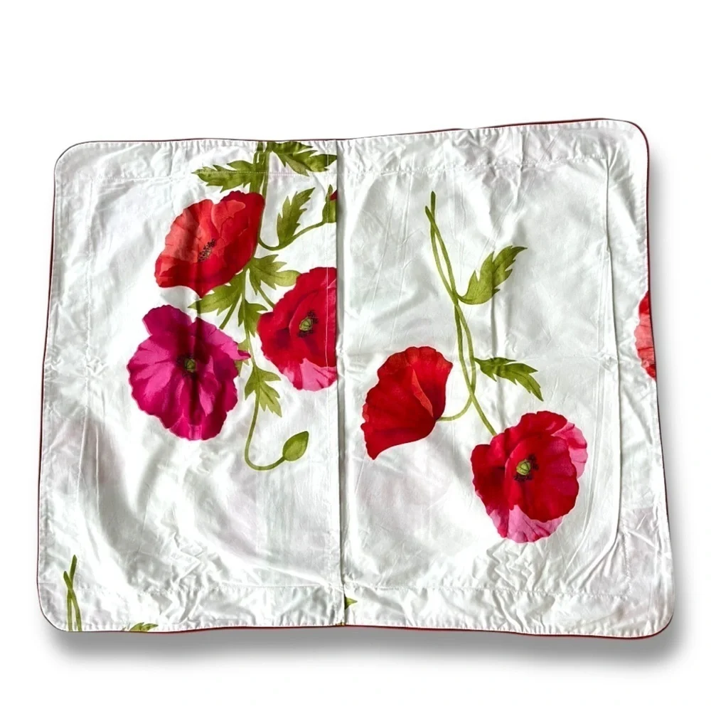 Bloom 100% Cotton Bedding Floral White/Orange Poppy Pattern Pillow Shams x 2